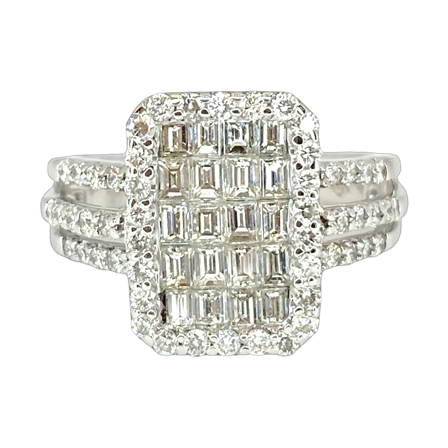 18K White Gold Pavè Baguette Diamond Ring 2.35 Carats