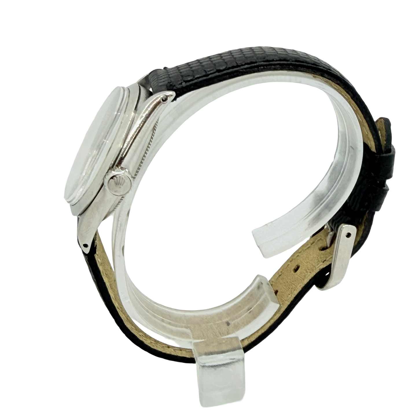 Rolex Oyster Speedking 30mm Silver Sunburt Dial Black Leather Strap Ref. 6430 C.1965