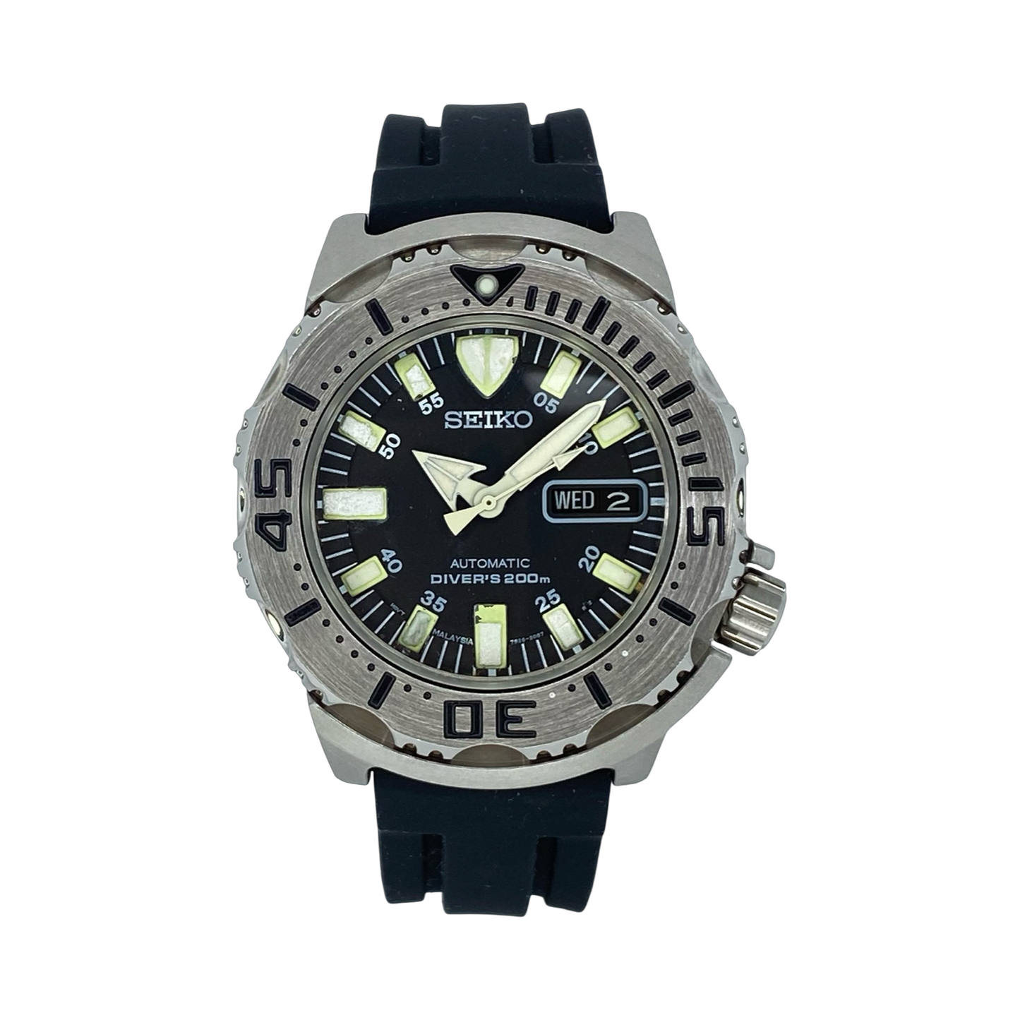 Seiko Black Monster Scuba Diver 43mm Automatic Black Dial Silicon Strap SKX779 Pre-owned