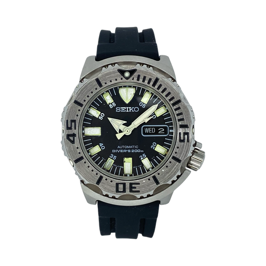 Seiko Black Monster Scuba Diver 43mm Automatic Black Dial Silicon Strap SKX779 Pre-owned
