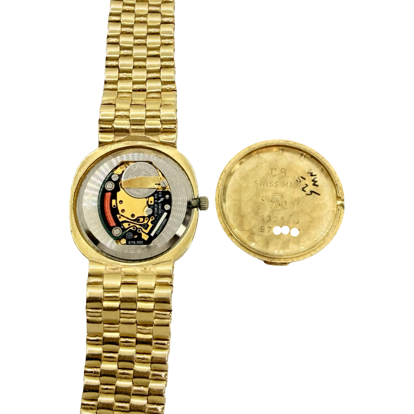 Bucherer Women's Cushion Bark 18K Yellow Gold Quartz with Bark Integrated Bracelet 8325-5
