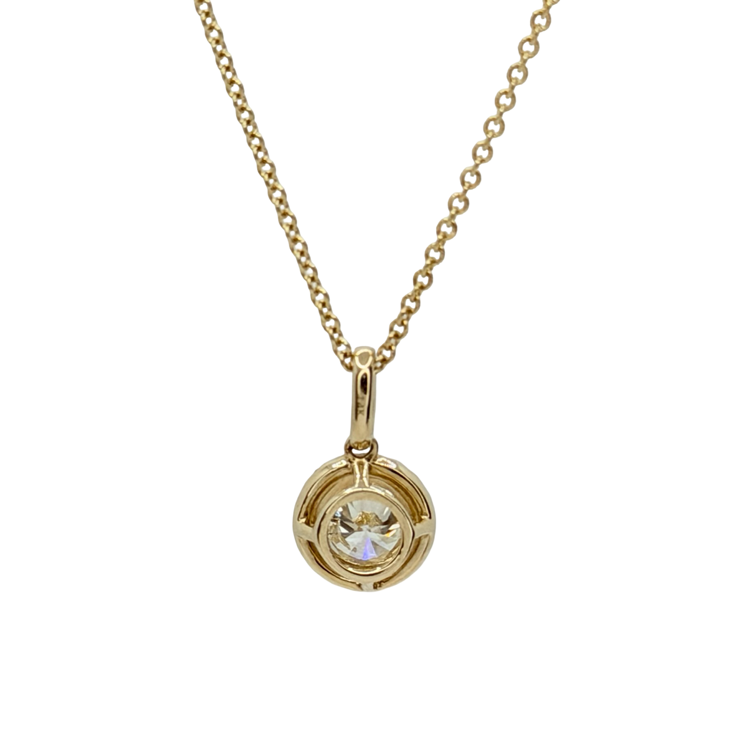 14K Yellow Gold Round Diamond Halo Pendant 0.95 Carat TW