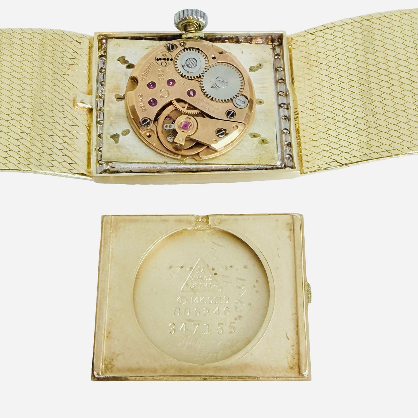 Omega Tank 14K Yellow Gold Manual Wind Diamond Bezel DD6846