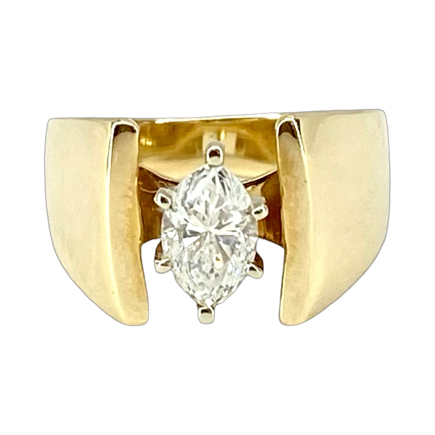 14K Yellow Gold Marquise Diamond Ring 0.70 Carat G-H, SI1