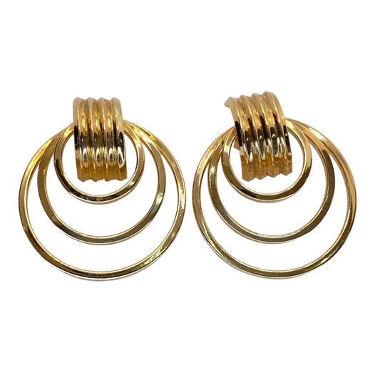 14K Yellow Gold Triple Circle Earrings WWLE7