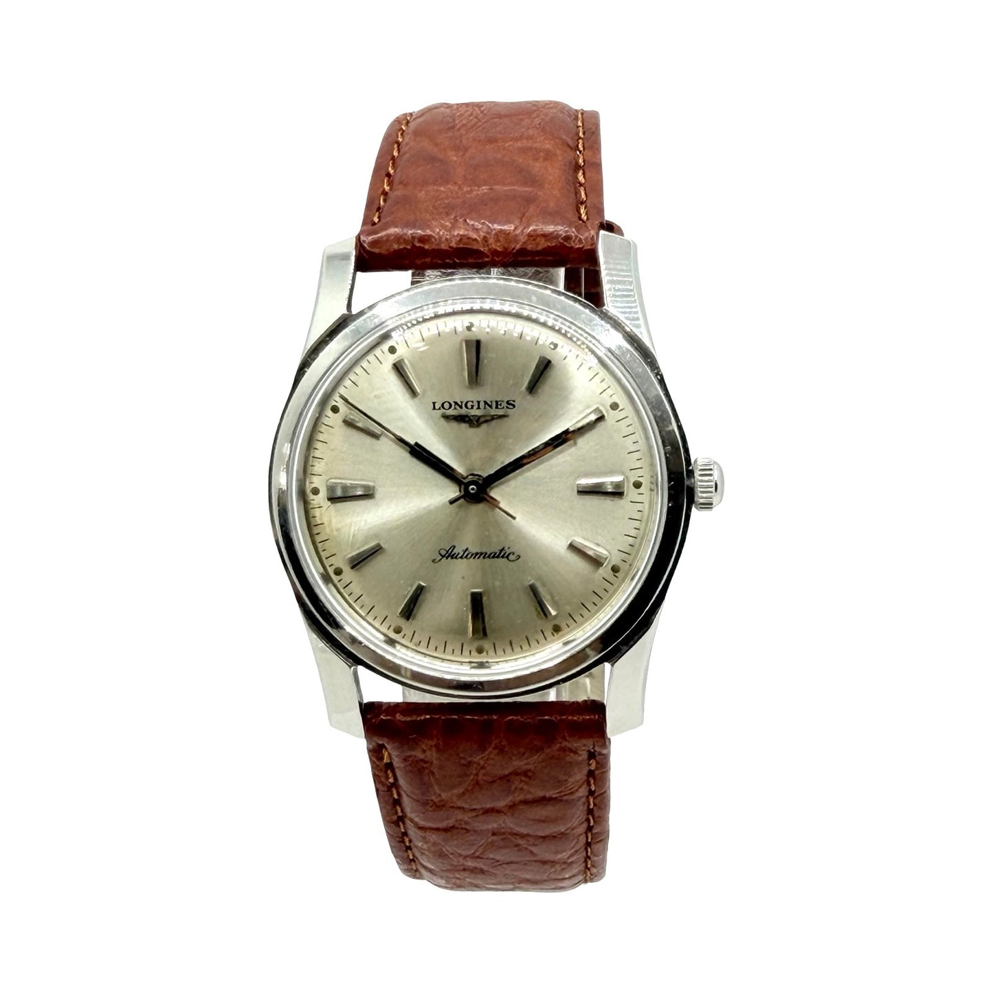Longines Automatic Calatrava Silver Dial  Brown Leather Strap 2554