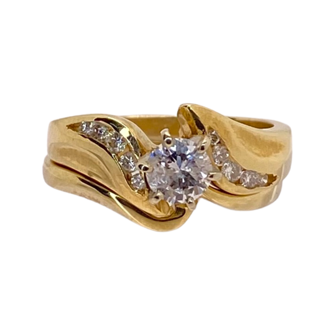 14K Yellow Gold Two-piece Ring Set