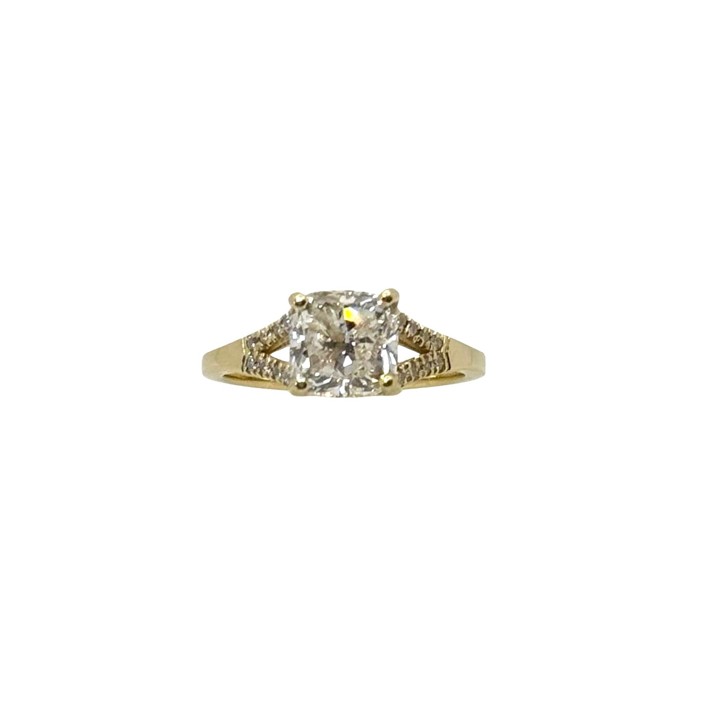14K Yellow Gold Cushion Diamond Ring 2.20 Carats F, VS2