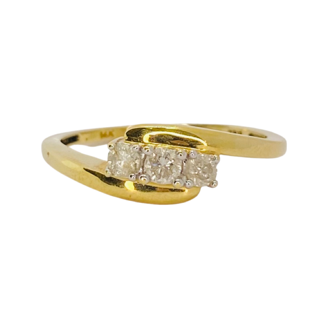 14K Yellow Gold 3-Stone Ring