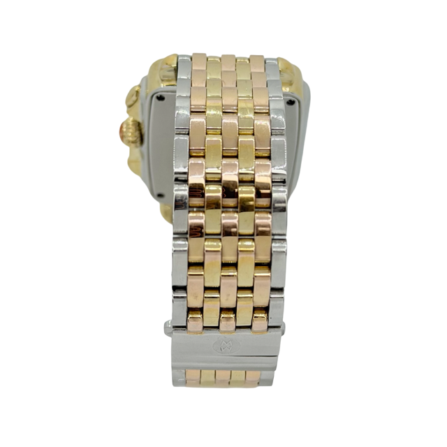 Michele Deco Tri-Tone Quartz Chronograph Mother-of-Pearl Dial with Diamonds MWW06P000077