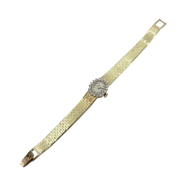 Rolex Vintage Ladies 14K Gold Manual Wind Watch Factory Diamond Bezel Ref 99612