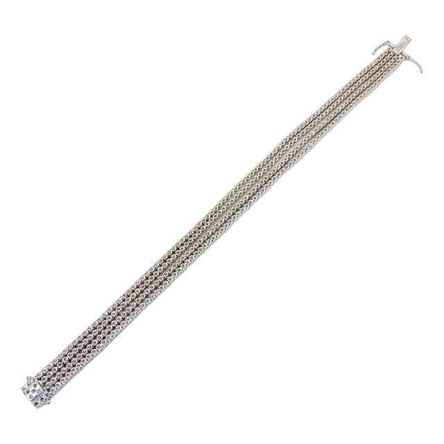 18K White Gold 4-Strand Diamond Tennis Bracelet 5.65 Carats