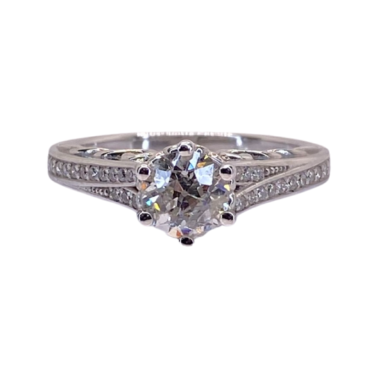 18K White Gold 0.85Ct Miner's Cut Diamond Ring