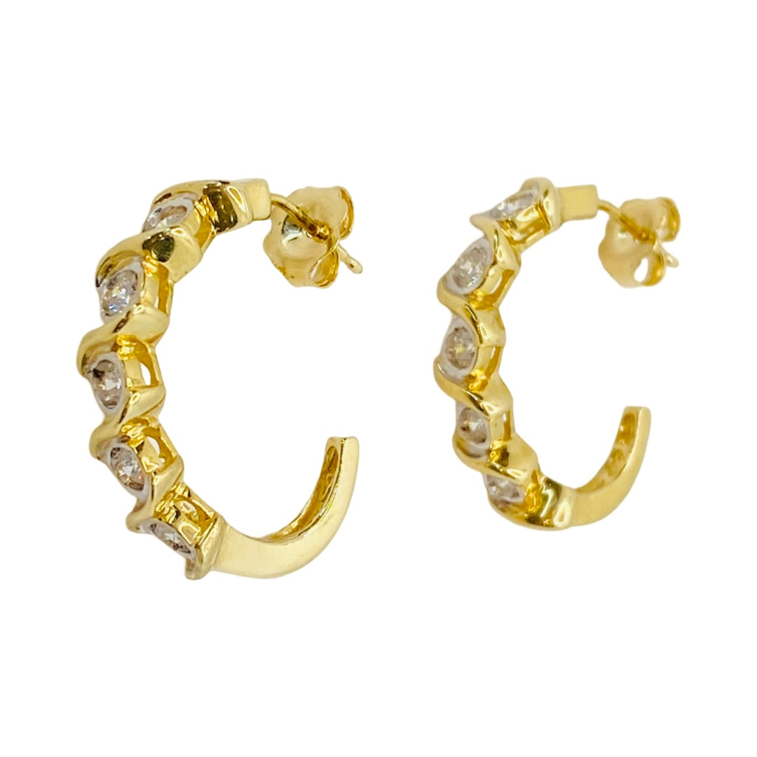 14K Yellow Gold Diamond Earrings