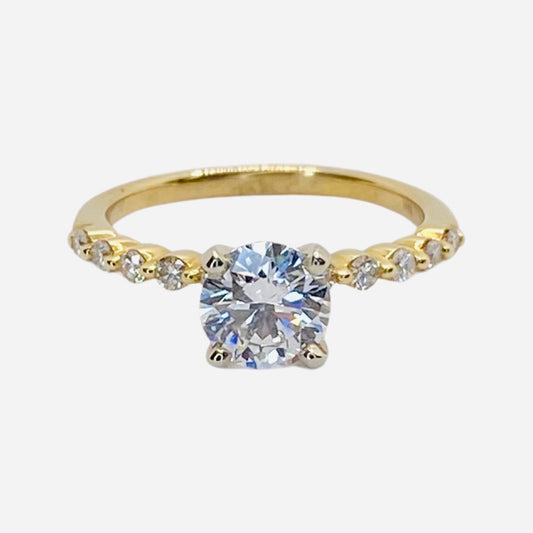 14K Yellow Gold 0.86 Carat GIA Round Diamond Ring