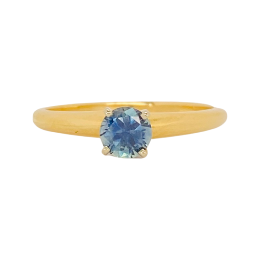 14K Yellow Gold Blue Diamond Solitaire Ring