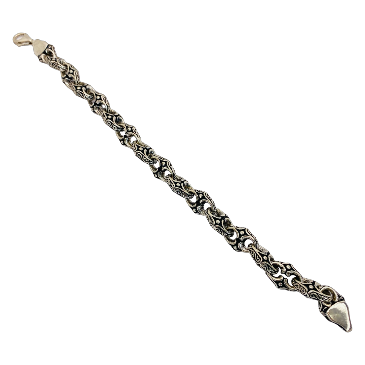 Silver Men's Oxidized Gothic Style Link Bracelet 7.5"