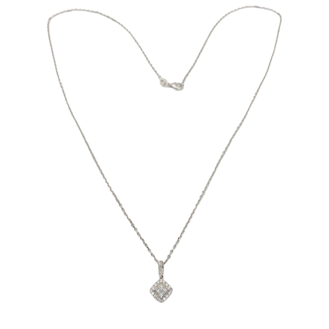 14K White Gold Diamond Pendant