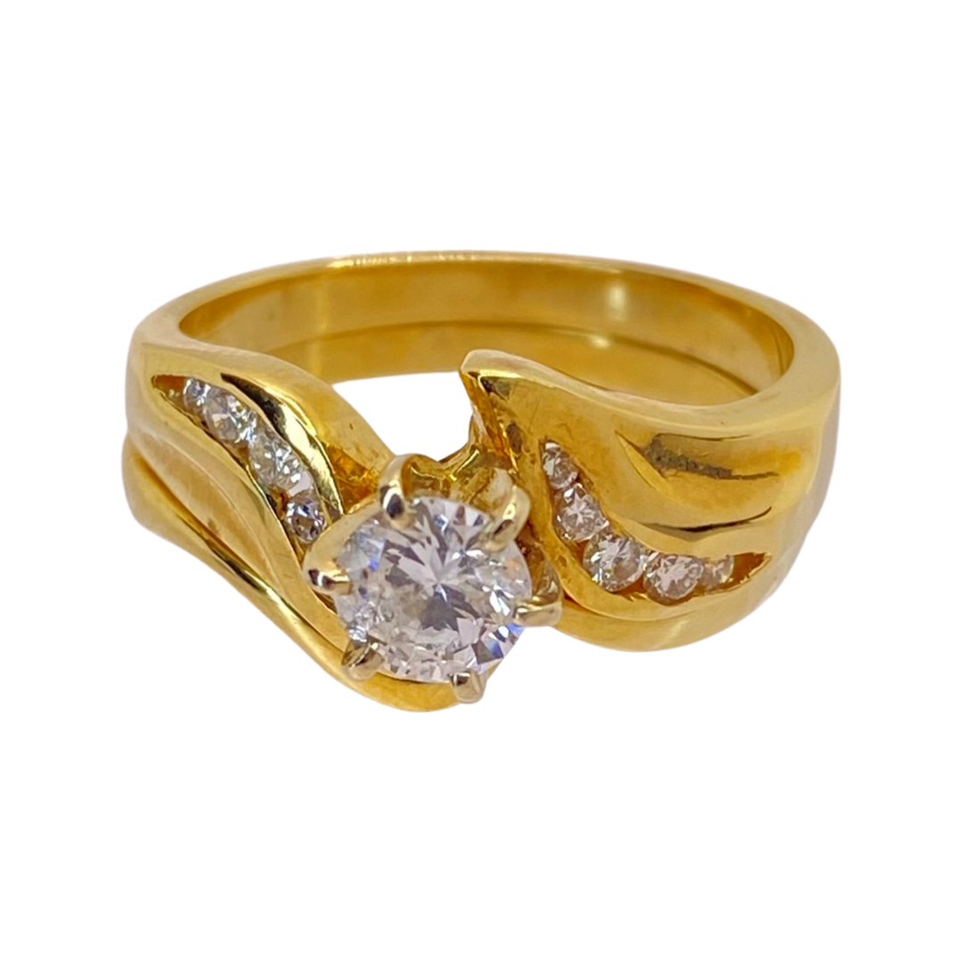 14K Yellow Gold Two-piece Ring Set