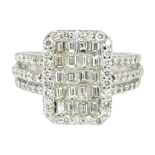18K White Gold Pavè Baguette Diamond Ring 2.35 Carats
