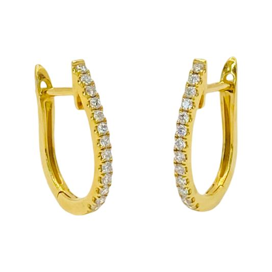 14K Yellow Gold Huggie Diamond Earrings