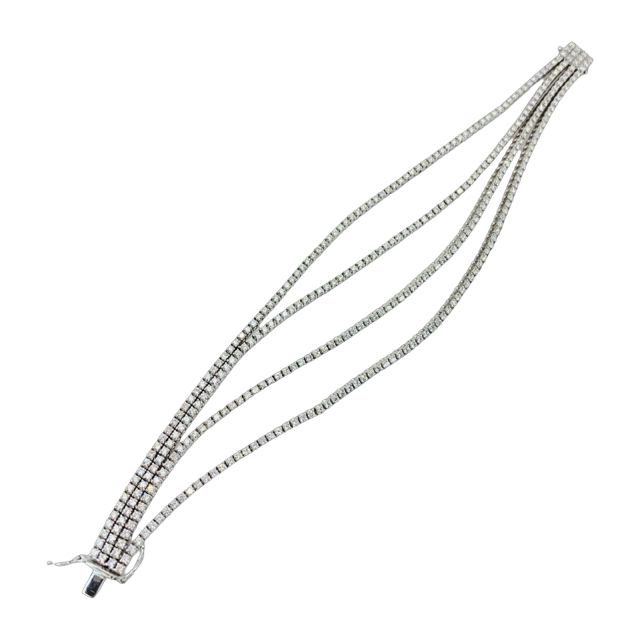 18K White Gold 4-Strand Diamond Tennis Bracelet 5.65 Carats