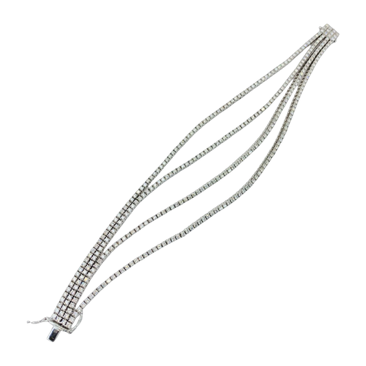 18K White Gold 4-Strand Diamond Tennis Bracelet 5.65 Carats