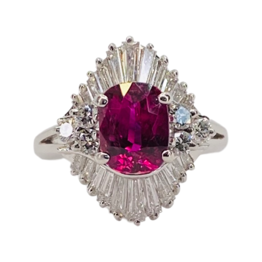 14K White Gold 2.00CTS Oval Ruby Ring