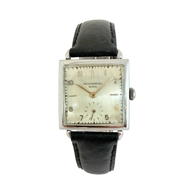 Patek Philippe Vintage Mechanical Manual Wind 27mm  Square Silver Dial Stainless Steel Ref 1432