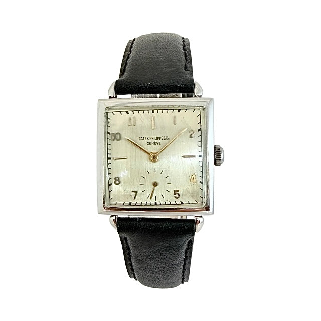 Patek Philippe Vintage Mechanical Manual Wind 27mm  Square Silver Dial Stainless Steel Ref 1432