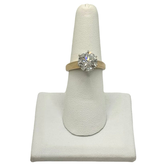 Estate Jewelry 14K Yellow Gold 3.41 Carats Round Brilliant Natural Diamond Solitaire Ring