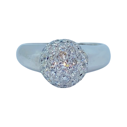Estate Jewelry Womens 14K White Gold Domed Pavé Diamond Ring