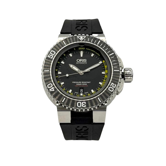 Oris Aquis Depth Gauge 500m Automatic Black Dial Rubber Strap with Steel Bracelet 01 733 7675 4154-Set RS