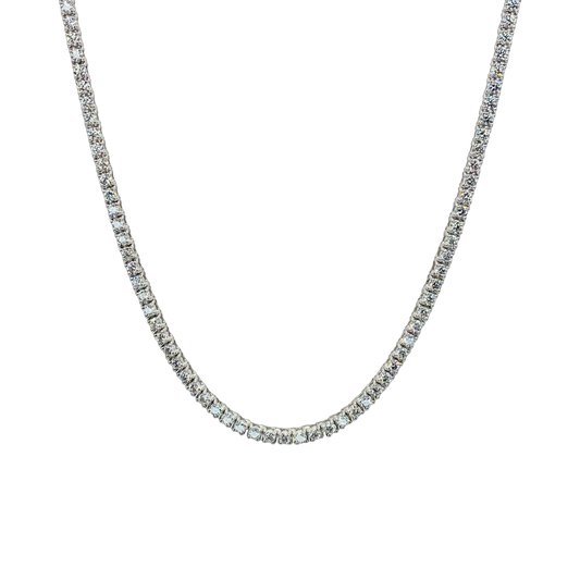 14K White Gold Tennis Necklace 4.65 Carats Round Diamonds F-G, VS