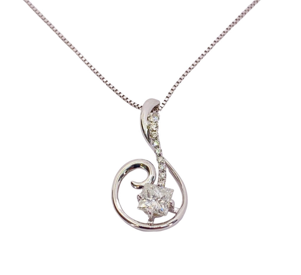 14K White Gold Music Note Pendant