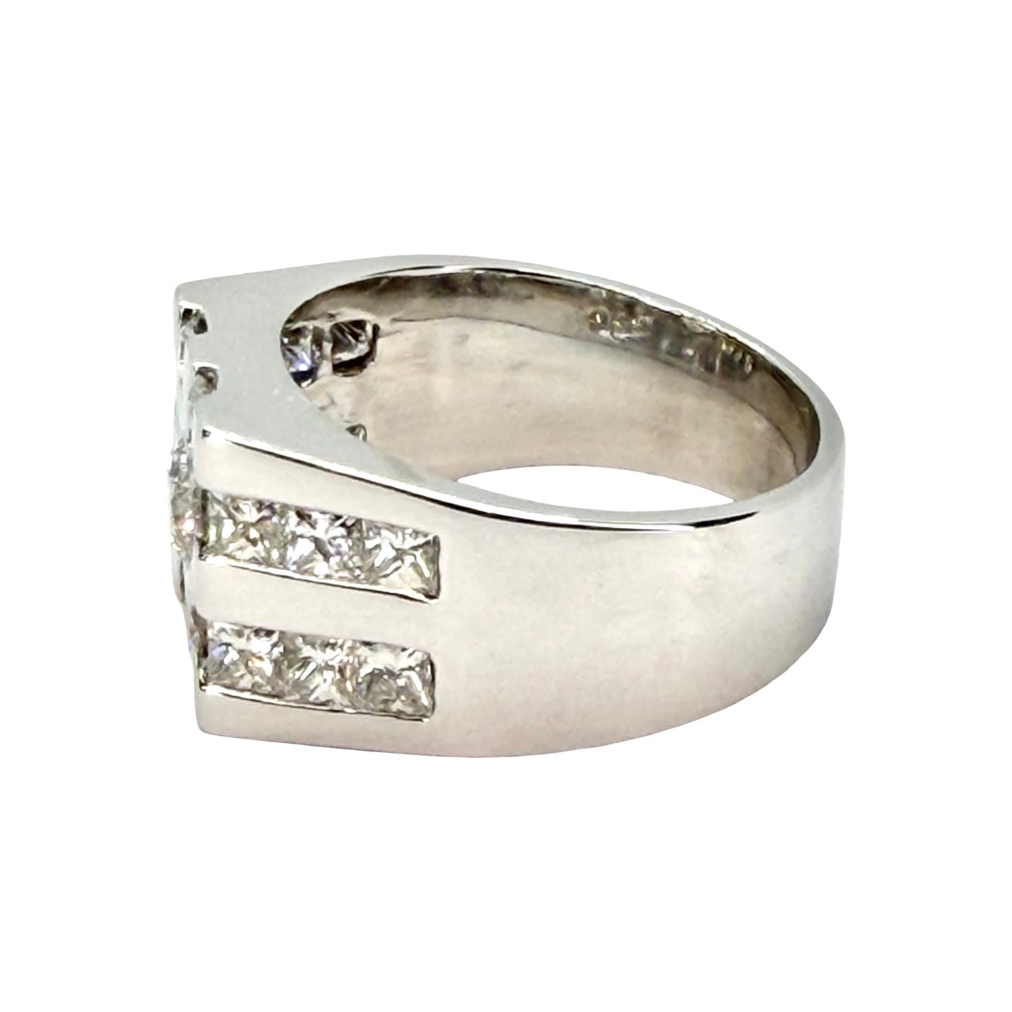 14K White Gold Mens Diamond Ring 3.20 Carats TW G, VS2-SI1