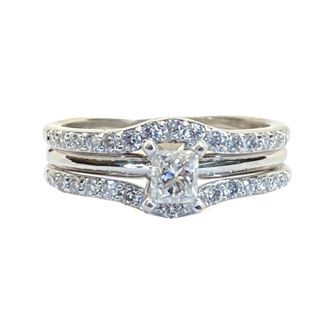 Estate Jewelry 14K White Gold Wedding Ring Set