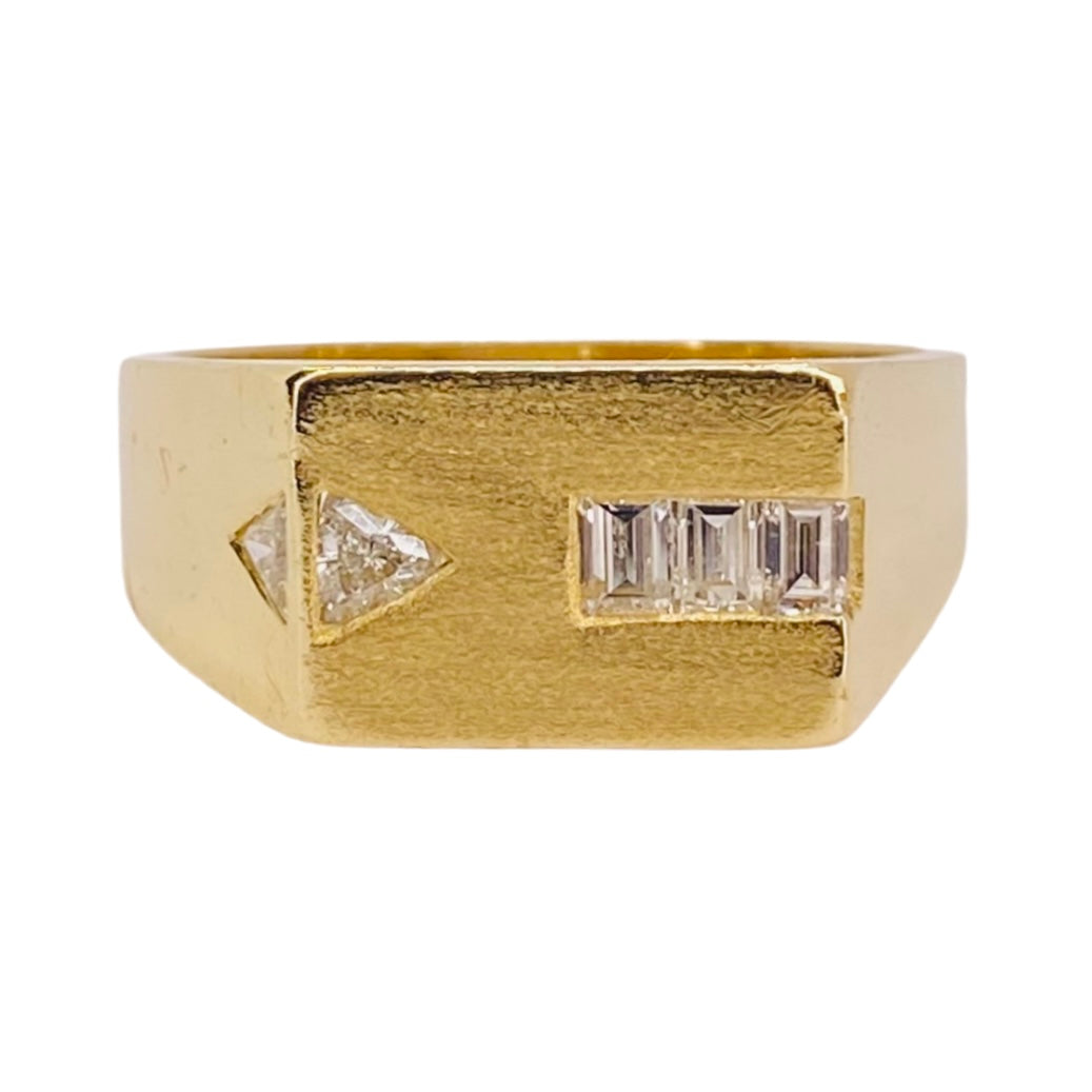 Estate Jewelry 14K Yellow Gold Mens Diamond Ring