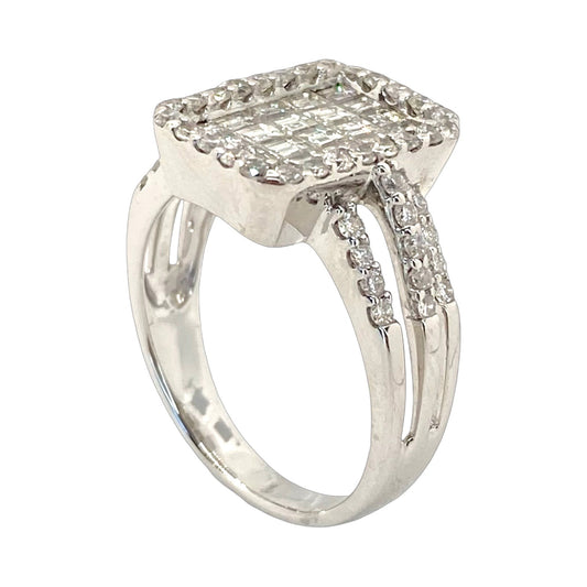 18K White Gold Pavè Baguette Diamond Ring 2.35 Carats