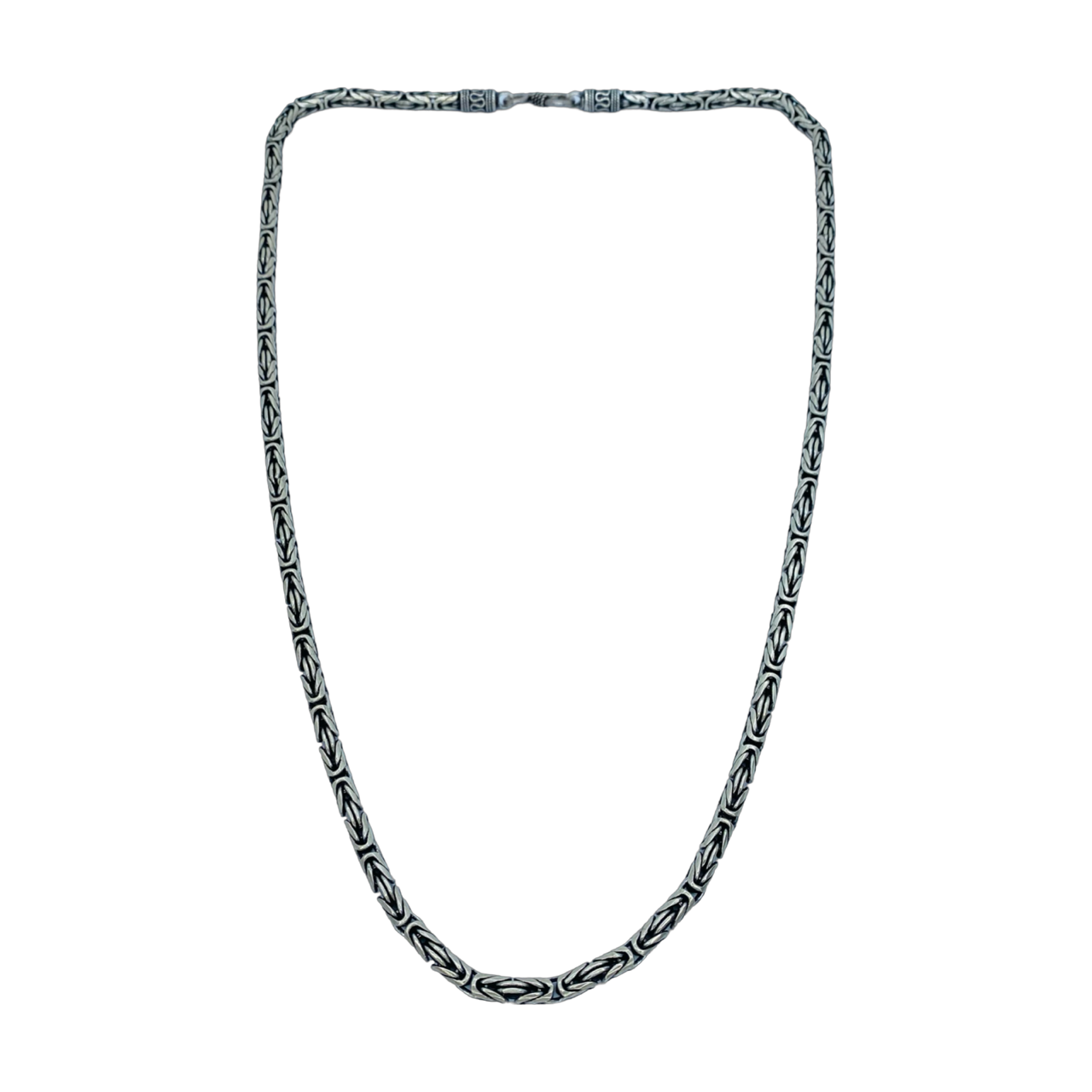 Silver Oxidized Byzantine Chain 24"