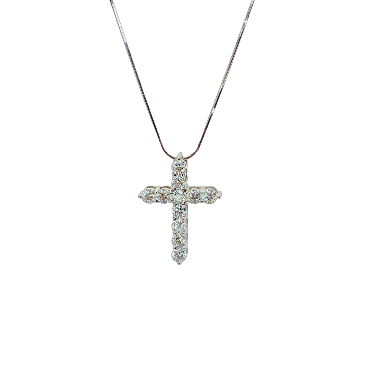 14K White Gold Diamond Cross Pendant 1.45 Carats