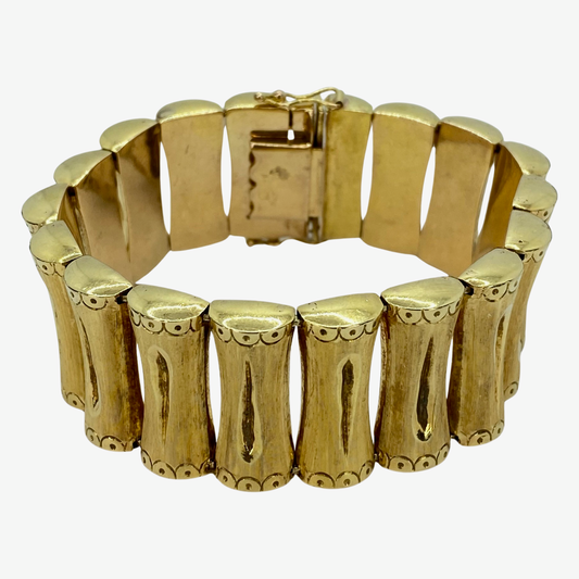 Estate Jewelry 18K Yellow Gold Bamboo Link Bracelet