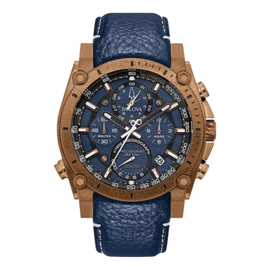 Bulova Icon Precisionist Men's Bronze Ion Plated Stainless Steel Blue Dial Blue Strap 97B186