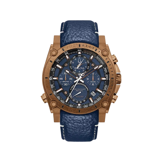 Bulova Icon Precisionist Men's Bronze Ion Plated Stainless Steel Blue Dial Blue Strap 97B186