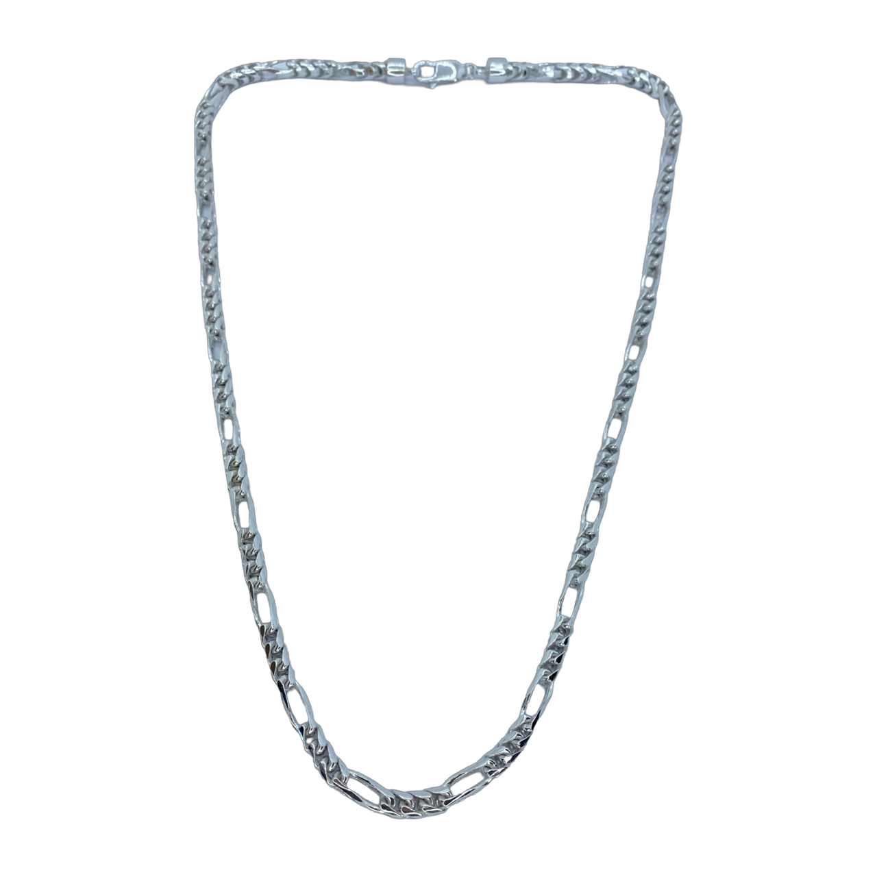 Silver Rounded Figaro Chain 22"