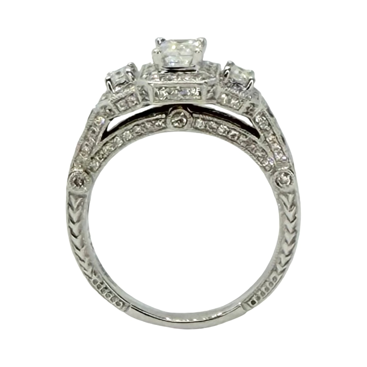 14K White Gold Emerald Cut Diamond Ring 2.00 Carats TW