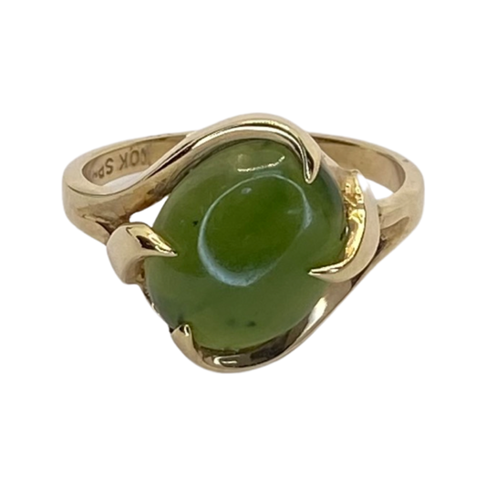 Estate Jewelry Women's 10K Yellow Gold Jade Ring