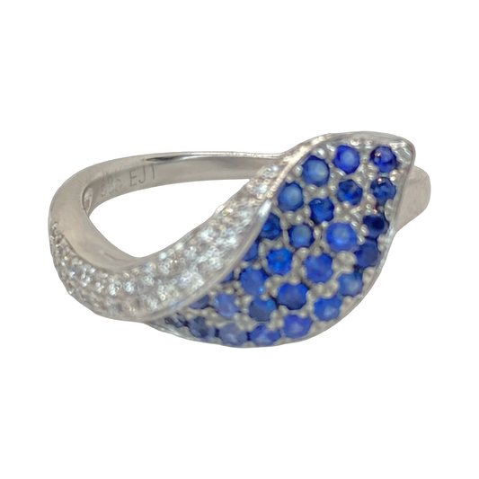14K White Gold Na Hoku Blue Sapphire and Diamond Ring