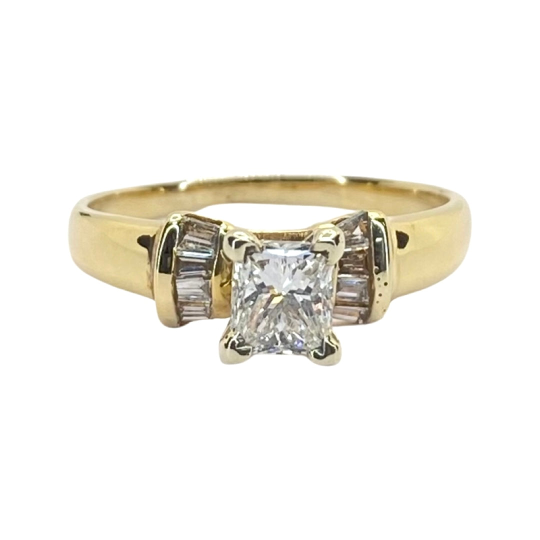 14K Yellow Gold Princess Cut Diamond Ring