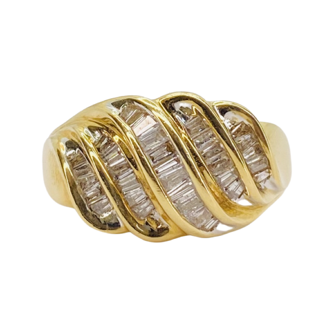 14K Yellow Gold Baguette Diamond Ring